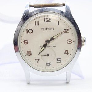 Vintage BELFORTE Automatic Watch Face Silver Tone Stainless Steel Beige Dial